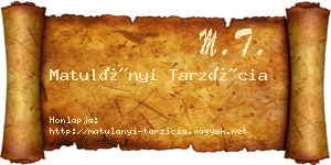 Matulányi Tarzícia névjegykártya